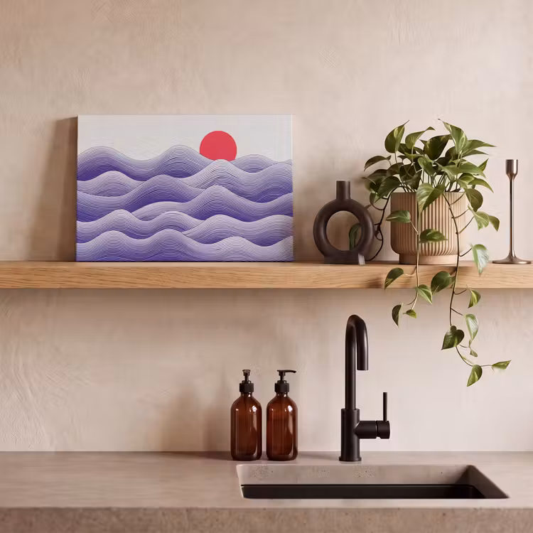 Golven - Zon - Natuur - Abstract - Rood canvas 2cm klein -sfeer3