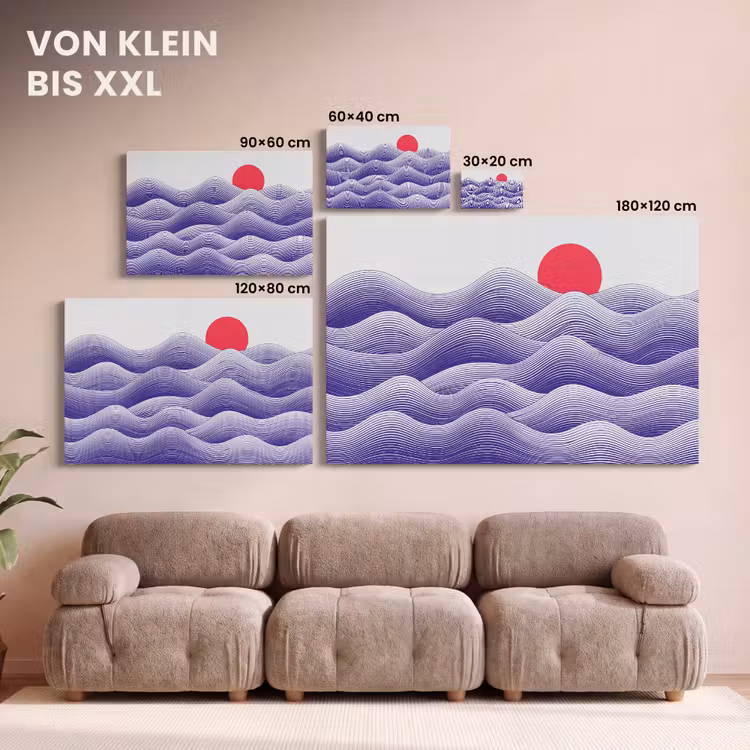 Golven - Zon - Natuur - Abstract - Rood canvas 2cm klein -Xsfeer8_DE