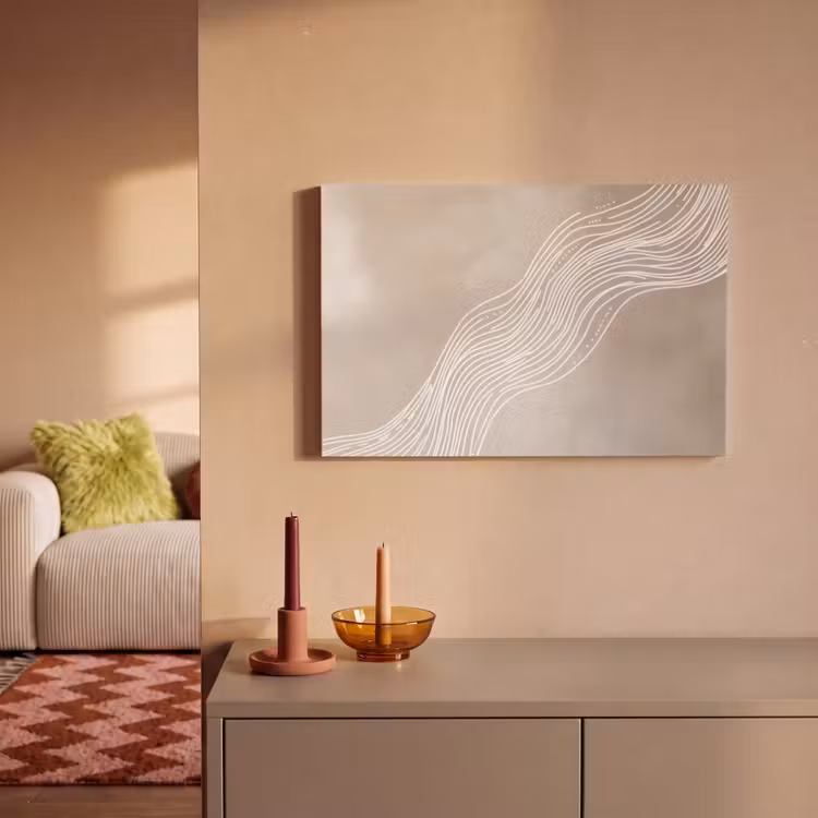 Golvende lijnen - Vloeiend - Zandkleurig canvas 2cm klein -sfeer1