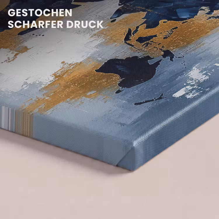 Wereldkaart - Blauw - Abstract canvas 2cm klein -uniquesellingpoint_afwerking-onlywow_DE