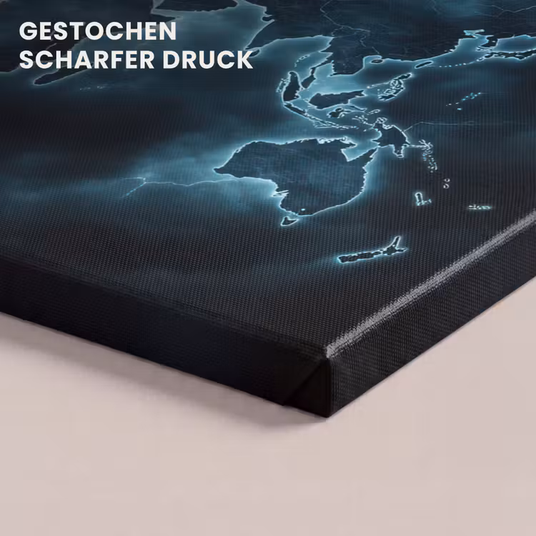 Wereldkaart - Bliksem - Blauw canvas 2cm klein -uniquesellingpoint_afwerking-onlywow_DE