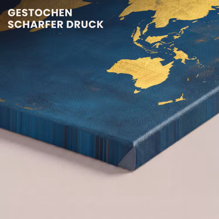 Wereldkaart - Goud - Donkerblauw canvas 2cm klein -uniquesellingpoint_afwerking-onlywow_DE