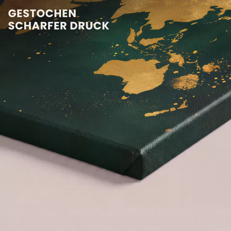 Wereldkaart - Groen - Goud canvas 2cm klein -uniquesellingpoint_afwerking-onlywow_DE