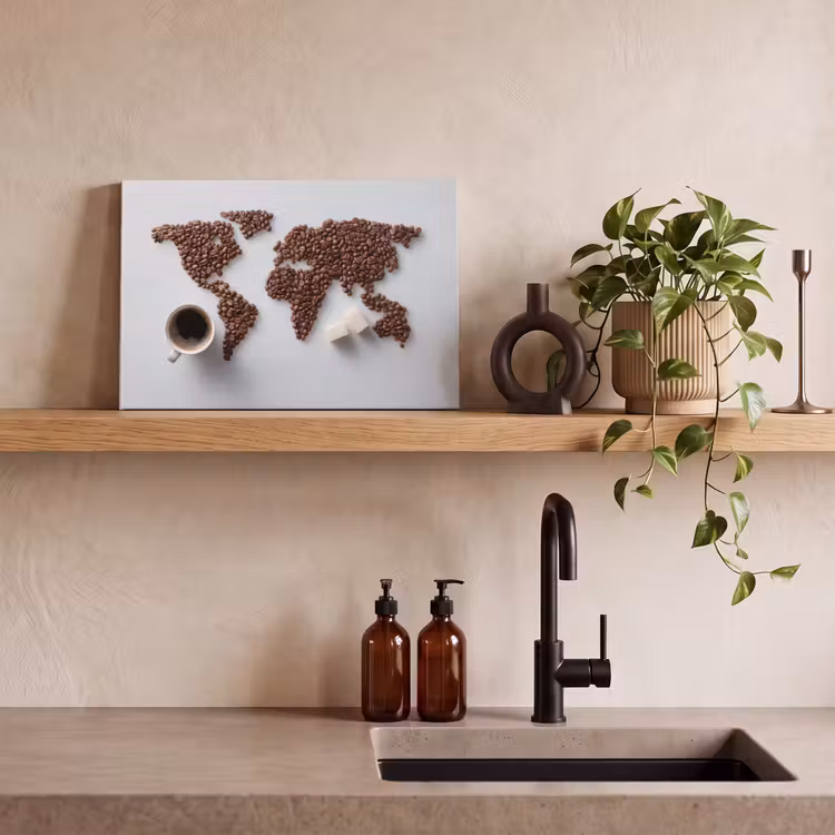 Wereldkaart - Koffiebonen - Suikerklontjes canvas 2cm klein -sfeer6