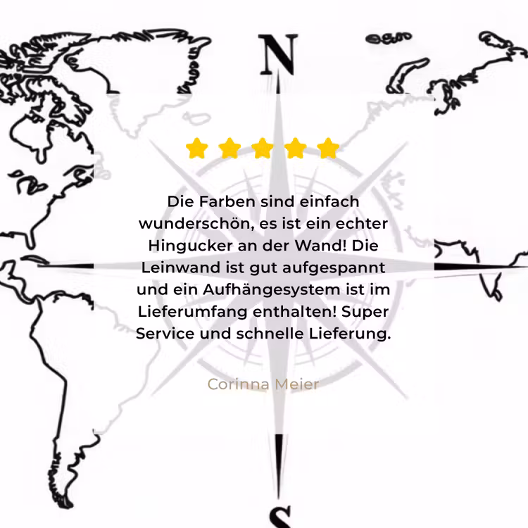 Wereldkaart - Kompas - Zwart - Wit canvas 2cm klein -sfeer3