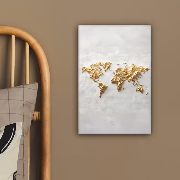 Wereldkaart - Artistiek - Grillige textuur canvas 2cm klein -sfeer3