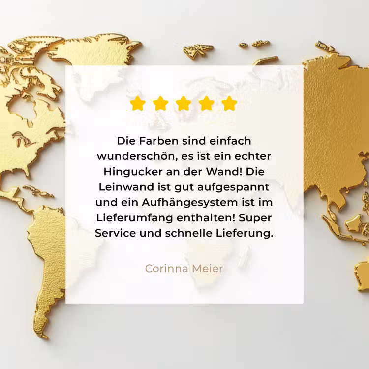 Wereldkaart - Luxe uitstraling - Glanzend goud canvas 2cm klein -sfeer3