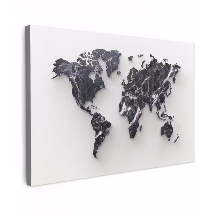 Wereldkaart - Marmer - Modern canvas 2cm klein -z3d