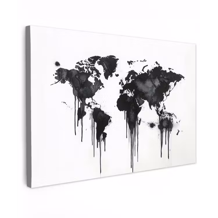 Wereldkaart - Minimalistisch - Graffiti canvas 2cm klein -z3d