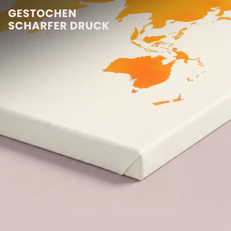 Wereldkaart - Oranje - Kleurrijk canvas 2cm klein -uniquesellingpoint_afwerking-onlywow_DE