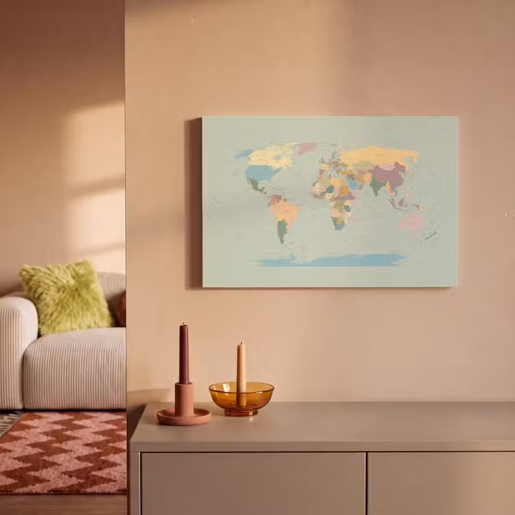Wereldkaart - Realistisch - Kaart canvas 2cm klein -sfeer1