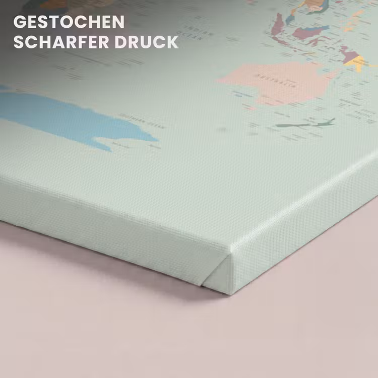 Wereldkaart - Realistisch - Kaart canvas 2cm klein -closeup_print_DE