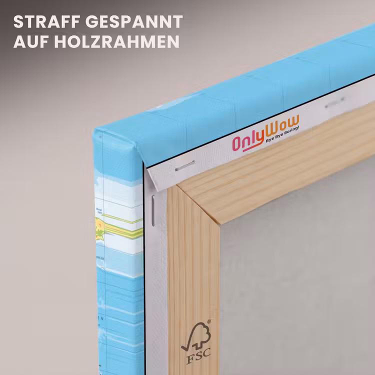 Wereldkaart - Staatkundig - Blauw - Aarde - Educatief canvas 2cm klein -uniquesellingpoint_afwerking-onlywow_DE