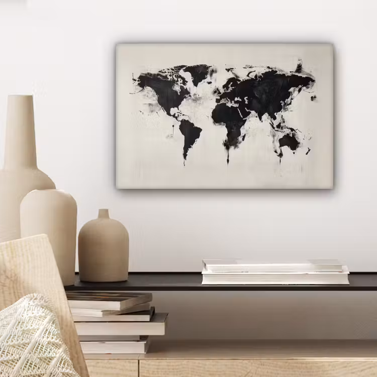 Wereldkaart - Textuur - Verf canvas 2cm klein -sfeer6