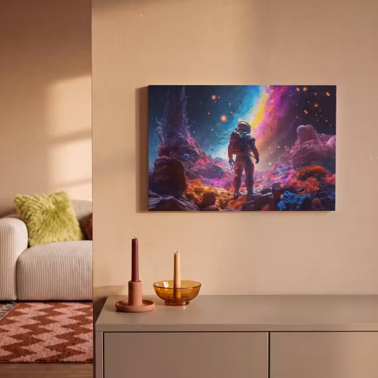 Ruimte - Astronaut - Neon - Sterren canvas 2cm klein -sfeer1