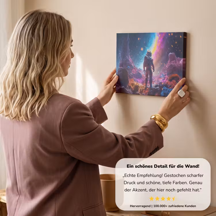 Ruimte - Astronaut - Neon - Sterren canvas 2cm klein -Xsfeer7_DE