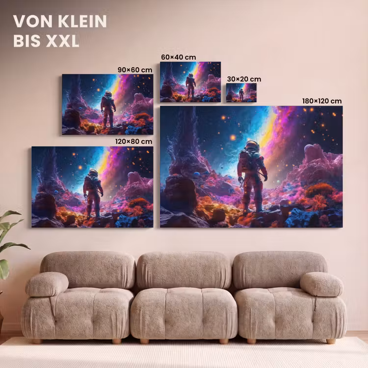 Ruimte - Astronaut - Neon - Sterren canvas 2cm klein -Xsfeer8_DE