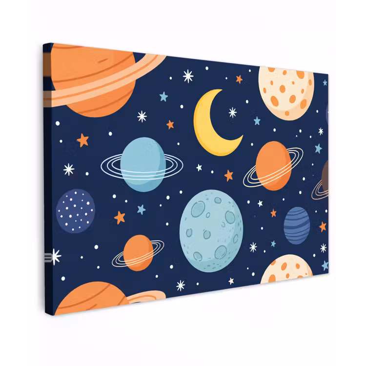 Ruimte - Planeten - Kleurrijk canvas 2cm klein -z3d