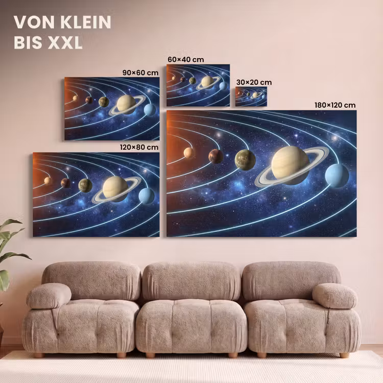 Ruimte - Zonnestelsel - Blauw canvas 2cm klein -Xsfeer8_DE