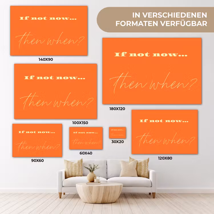 If not now then when - Oranje - Geel - Levendig canvas 2cm klein -Xsfeer8_DE