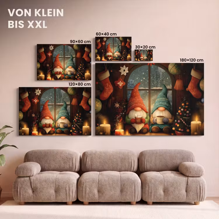 Gnooms - Kerst - Raam - Kleurrijk canvas 2cm klein -Xsfeer8_DE