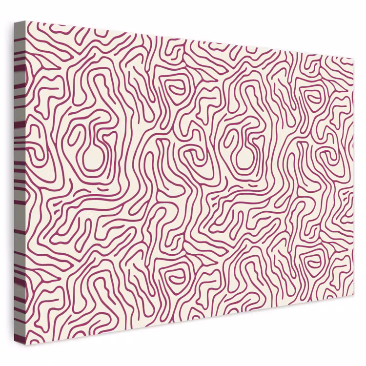 Kronkelende lijn - Magenta - Crème canvas 2cm klein 34 -3d