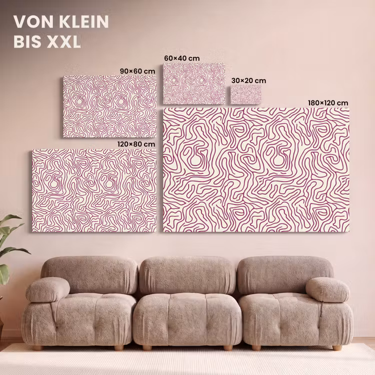 Kronkelende lijn - Magenta - Crème canvas 2cm klein 34 -Xsfeer8_DE