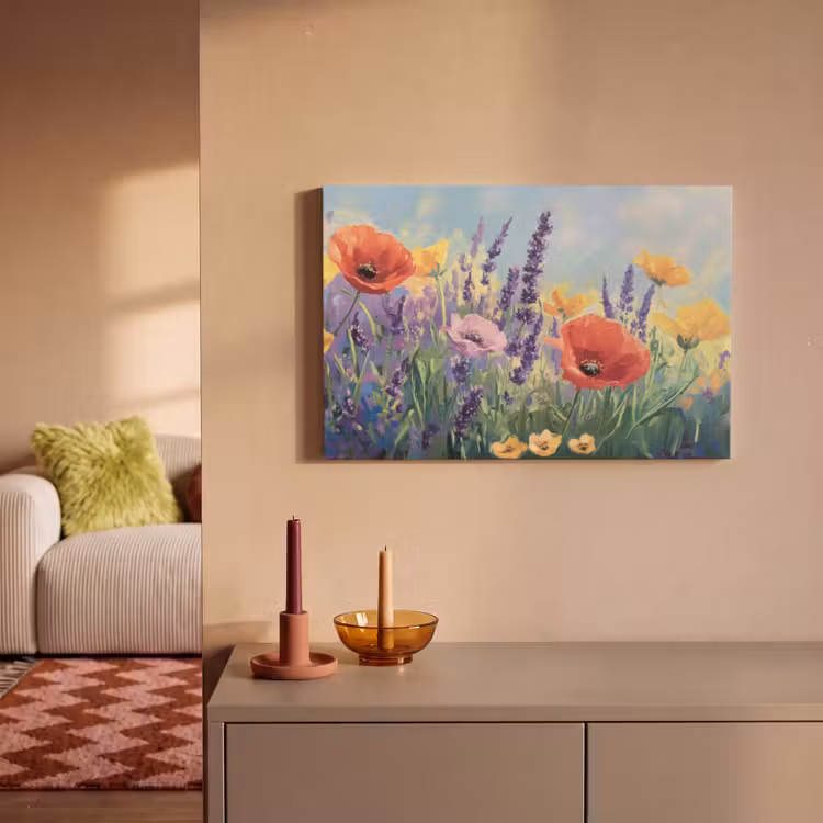Weide - Bloemen - Kleurrijk canvas 2cm klein -sfeer1