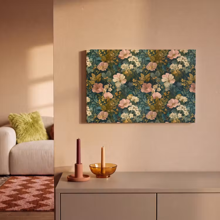 Wilde bloemen - Botanisch - Patroon - Roze - Romantisch canvas 2cm klein 34 -sfeer1