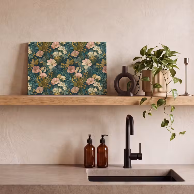 Wilde bloemen - Botanisch - Patroon - Roze - Romantisch canvas 2cm klein 34 -sfeer3