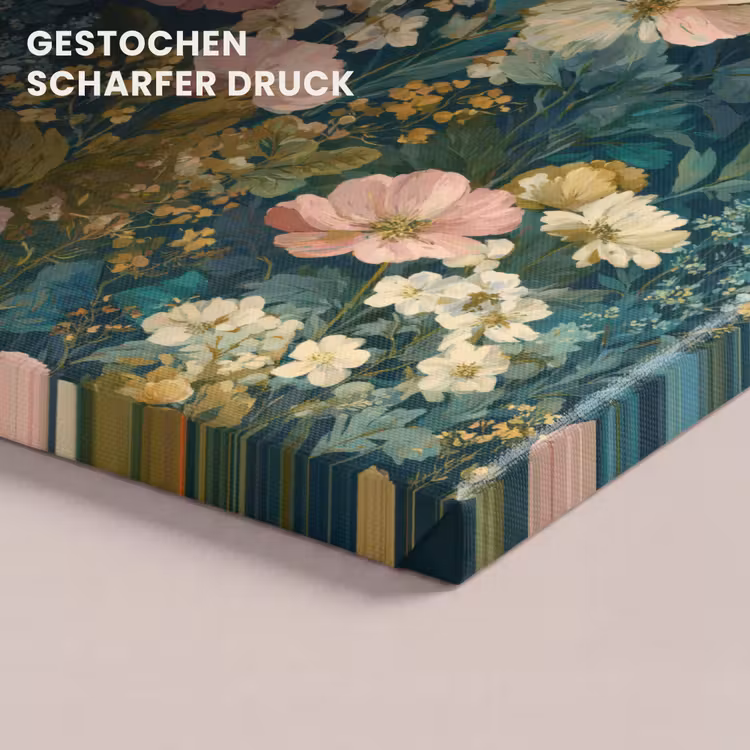 Wilde bloemen - Botanisch - Patroon - Roze - Romantisch canvas 2cm klein 34 -closeup_print_DE