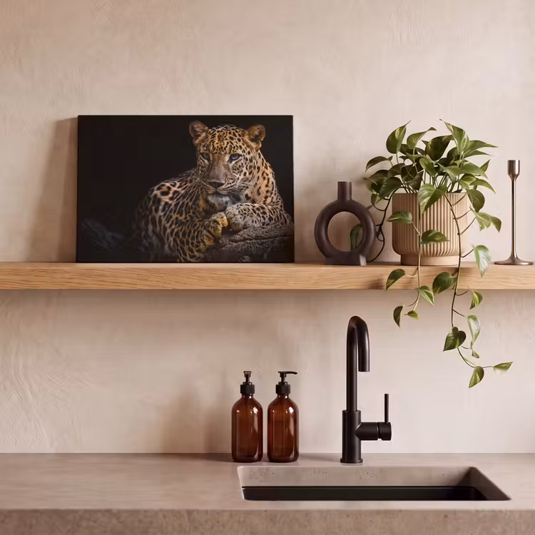 Wilde dieren - Panter - Portret - Zwart - Dieren canvas 2cm klein -sfeer3