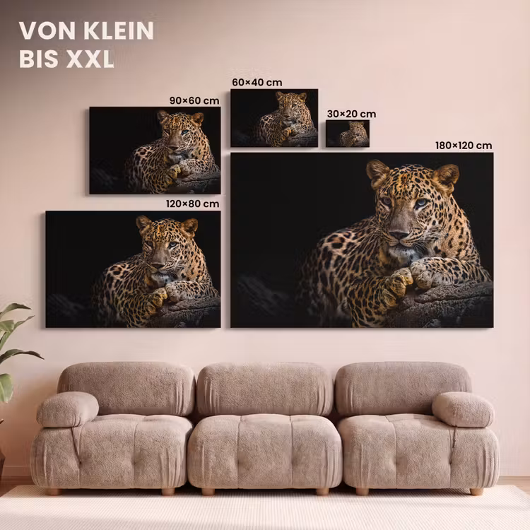 Wilde dieren - Panter - Portret - Zwart - Dieren canvas 2cm klein -Xsfeer8_DE
