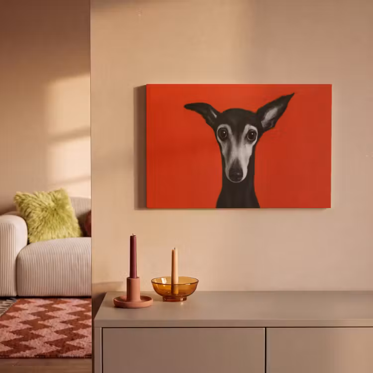 Windhond - Minimalistisch - Rood canvas 2cm klein -sfeer1
