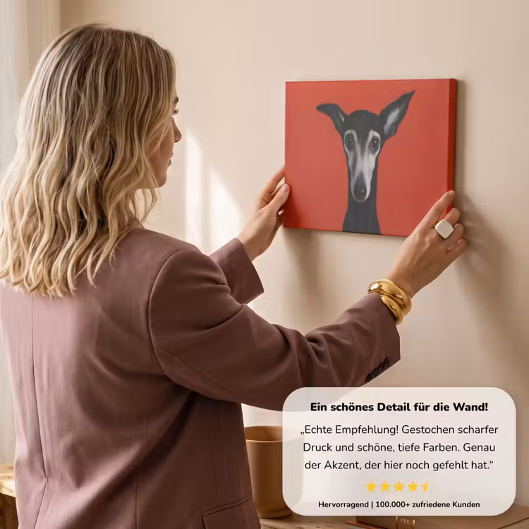 Windhond - Minimalistisch - Rood canvas 2cm klein -sfeer3
