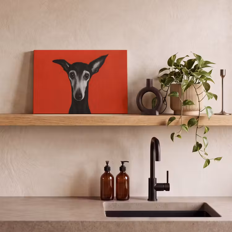 Windhond - Minimalistisch - Rood canvas 2cm klein -sfeer6