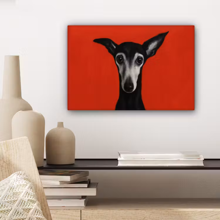 Windhond - Minimalistisch - Rood canvas 2cm klein -closeup_print_DE