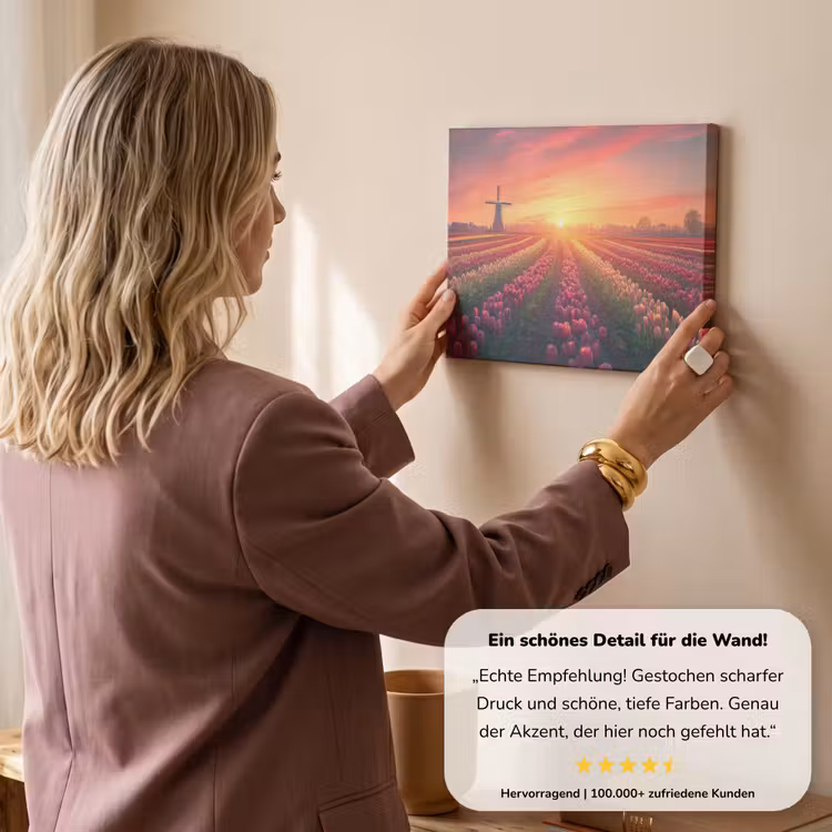 Windmolen - Zonsondergang - Landschap canvas 2cm klein -Xsfeer7_DE