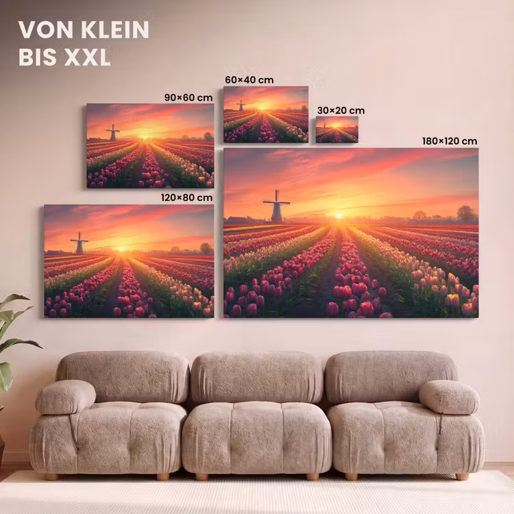 Windmolen - Zonsondergang - Landschap canvas 2cm klein -Xsfeer8_DE
