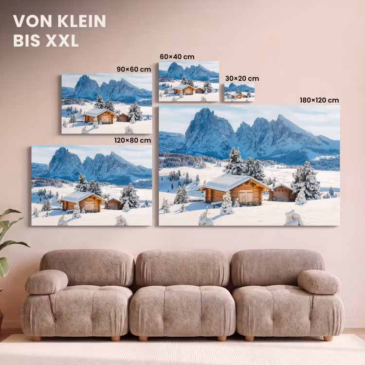 Winter - Huisje - Bergen - Uitzicht - Sneeuw canvas 2cm klein -Xsfeer8_DE