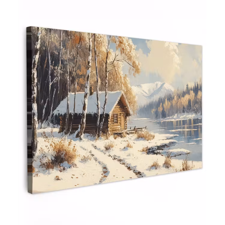 Winter - Sneeuw - Huis - Natuur canvas 2cm klein -z3d