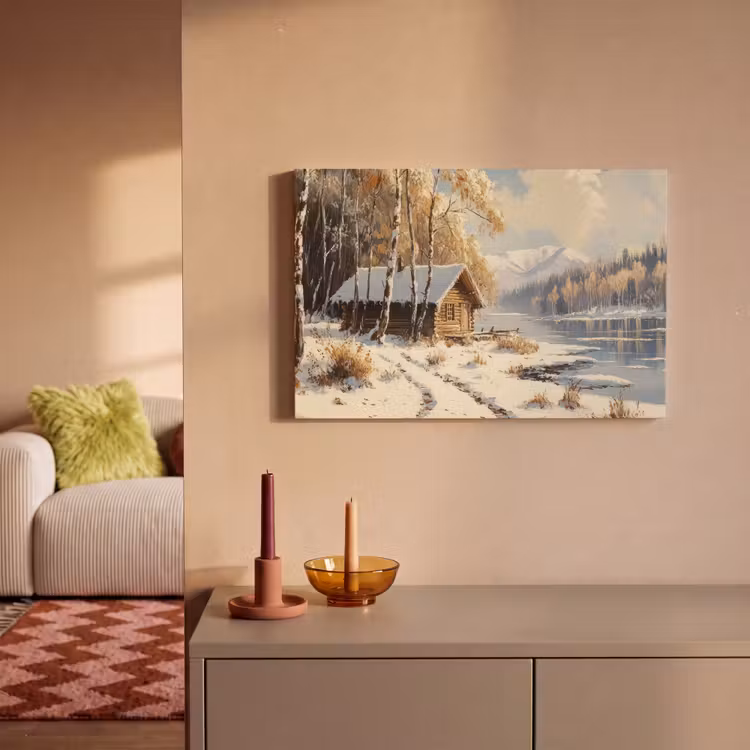 Winter - Sneeuw - Huis - Natuur canvas 2cm klein -sfeer1