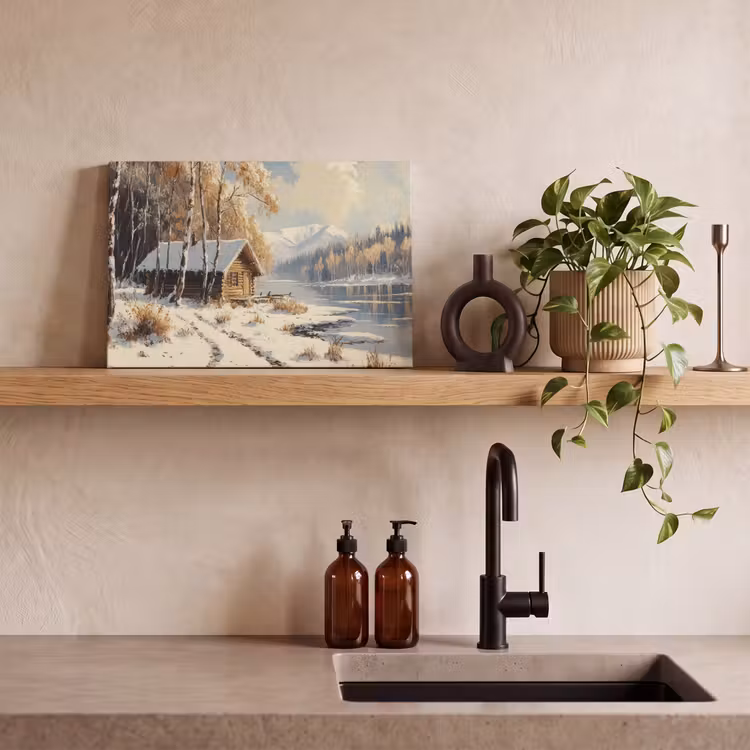 Winter - Sneeuw - Huis - Natuur canvas 2cm klein -sfeer6