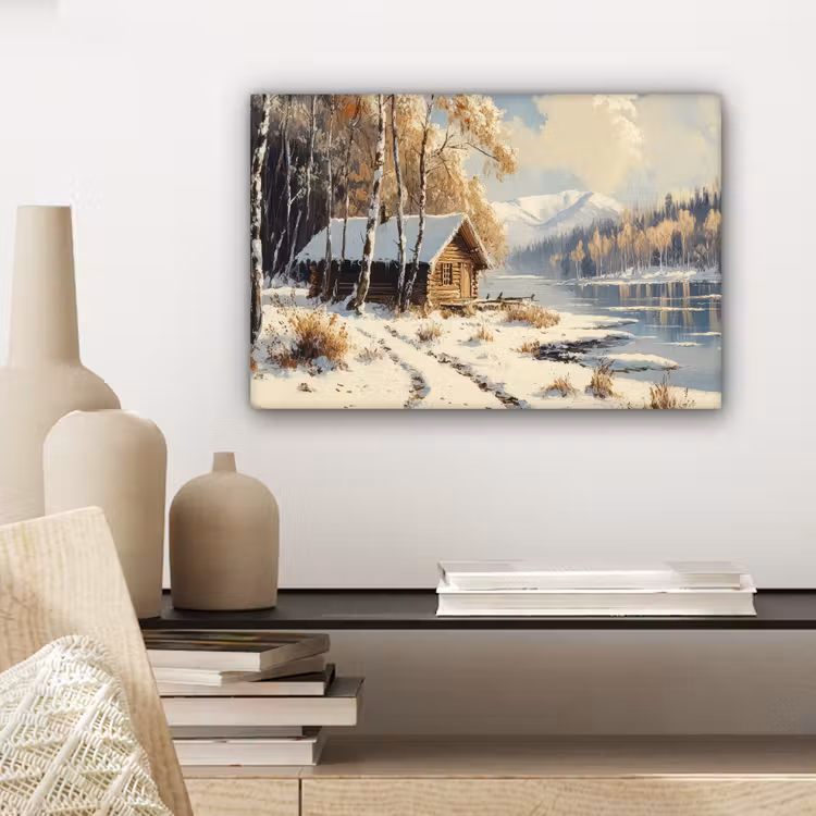 Winter - Sneeuw - Huis - Natuur canvas 2cm klein -closeup_print_DE