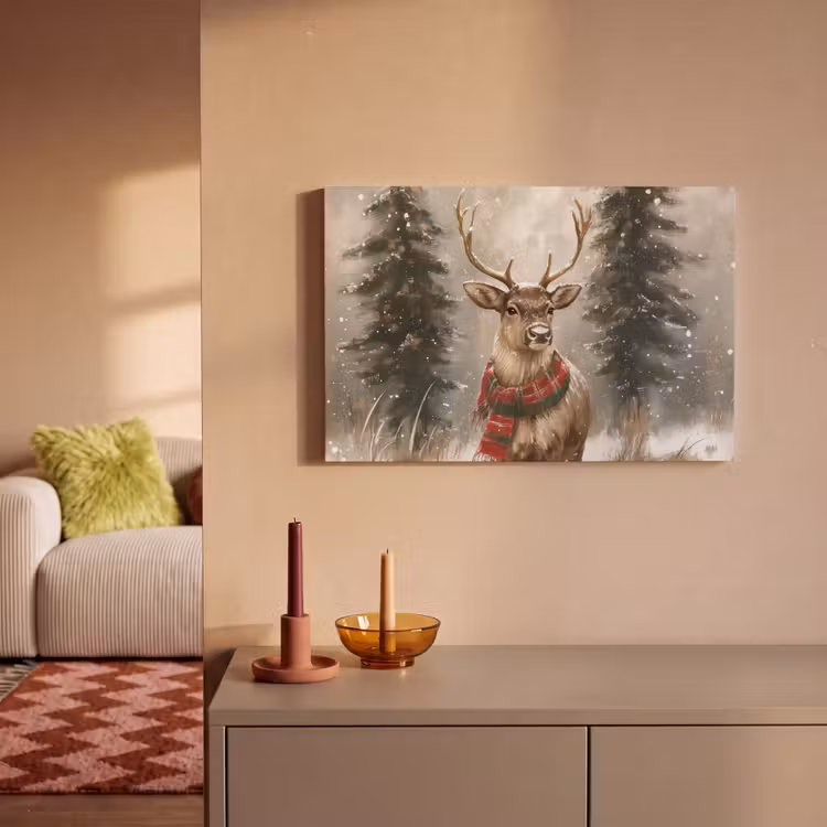 Winter - Bos - Rendier - Donker canvas 2cm klein -sfeer1