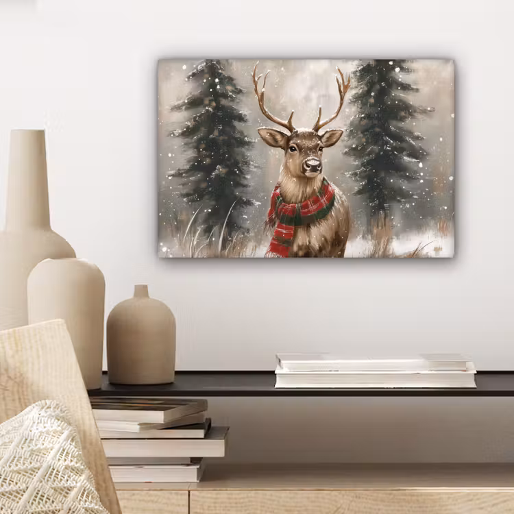 Winter - Bos - Rendier - Donker canvas 2cm klein -sfeer6