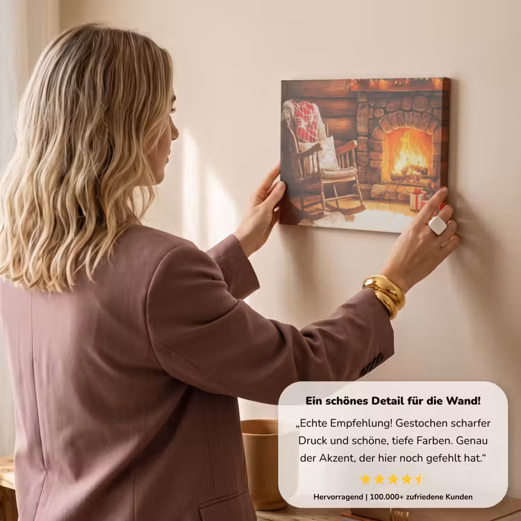 Winter - Kerst - Huis - Openhaard canvas 2cm klein -sfeer3