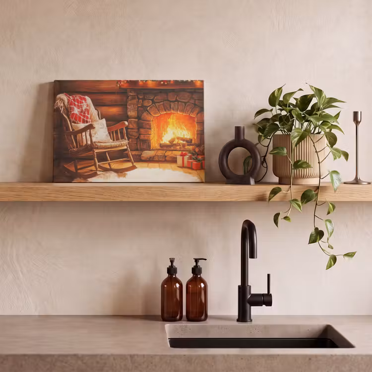 Winter - Kerst - Huis - Openhaard canvas 2cm klein -closeup_print_DE
