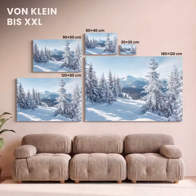 Winterlandschap - Natuur - Berg - Bomen - Sneeuw canvas 2cm klein -Xsfeer8_DE