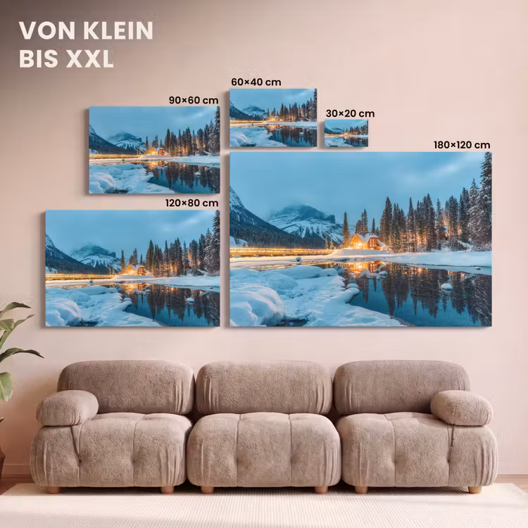 Winterlandschap - Natuur - Huis - Bergen - Sneeuw canvas 2cm klein -Xsfeer8_DE